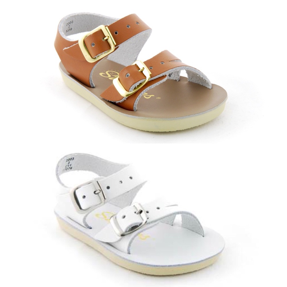Saltwater Sandals- See Wee White & Tan